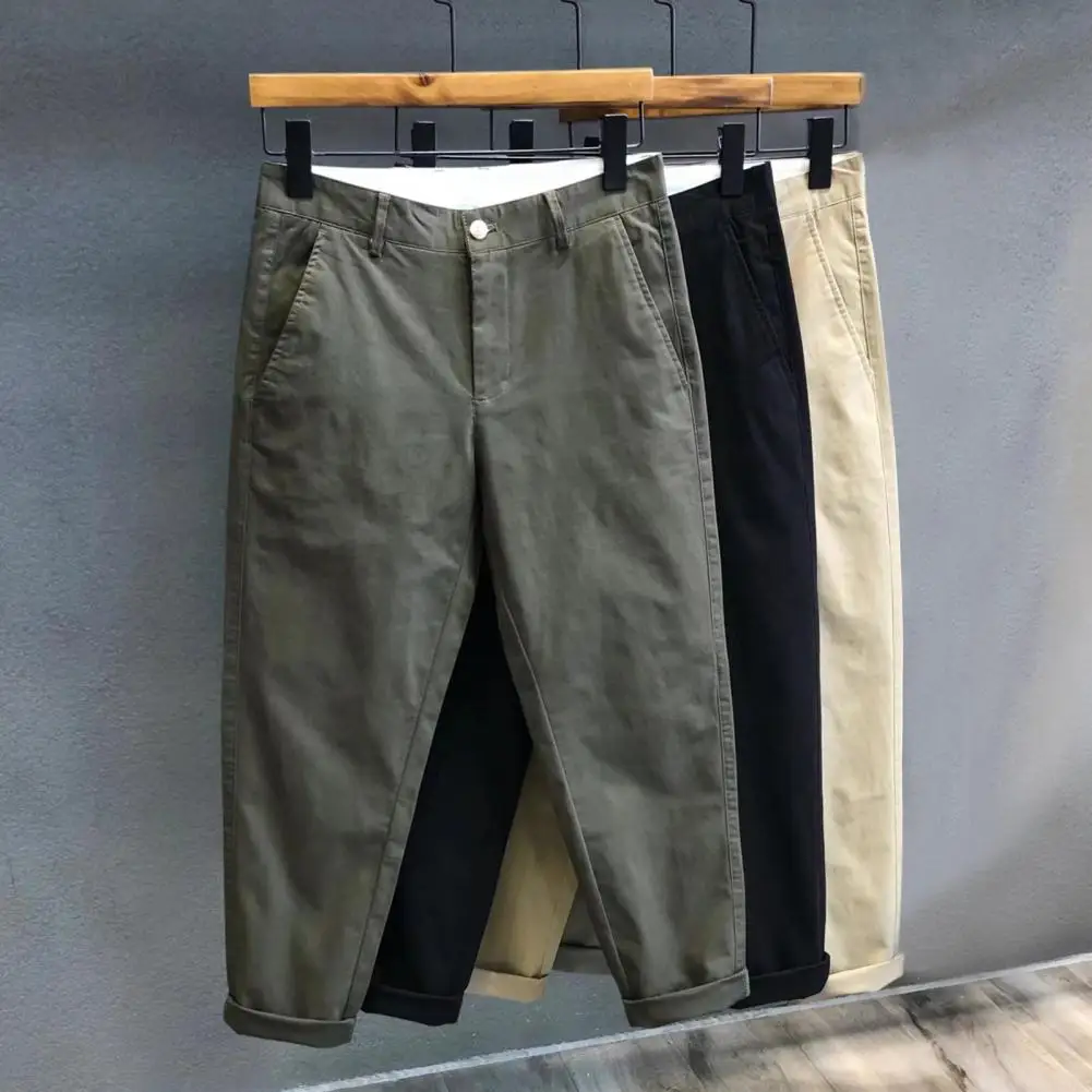 Buttoned Zippered Pants Stylish Men's Slim Fit Ninth Pants with Mid Waist Solid Color Breathable Fabric for Streetwear Casual
Buttoned Zippered Pants Stylish Men's Slim Fit Ninth Pants with Mid Waist Solid Color Breathable Fabric for Streetwear Casual