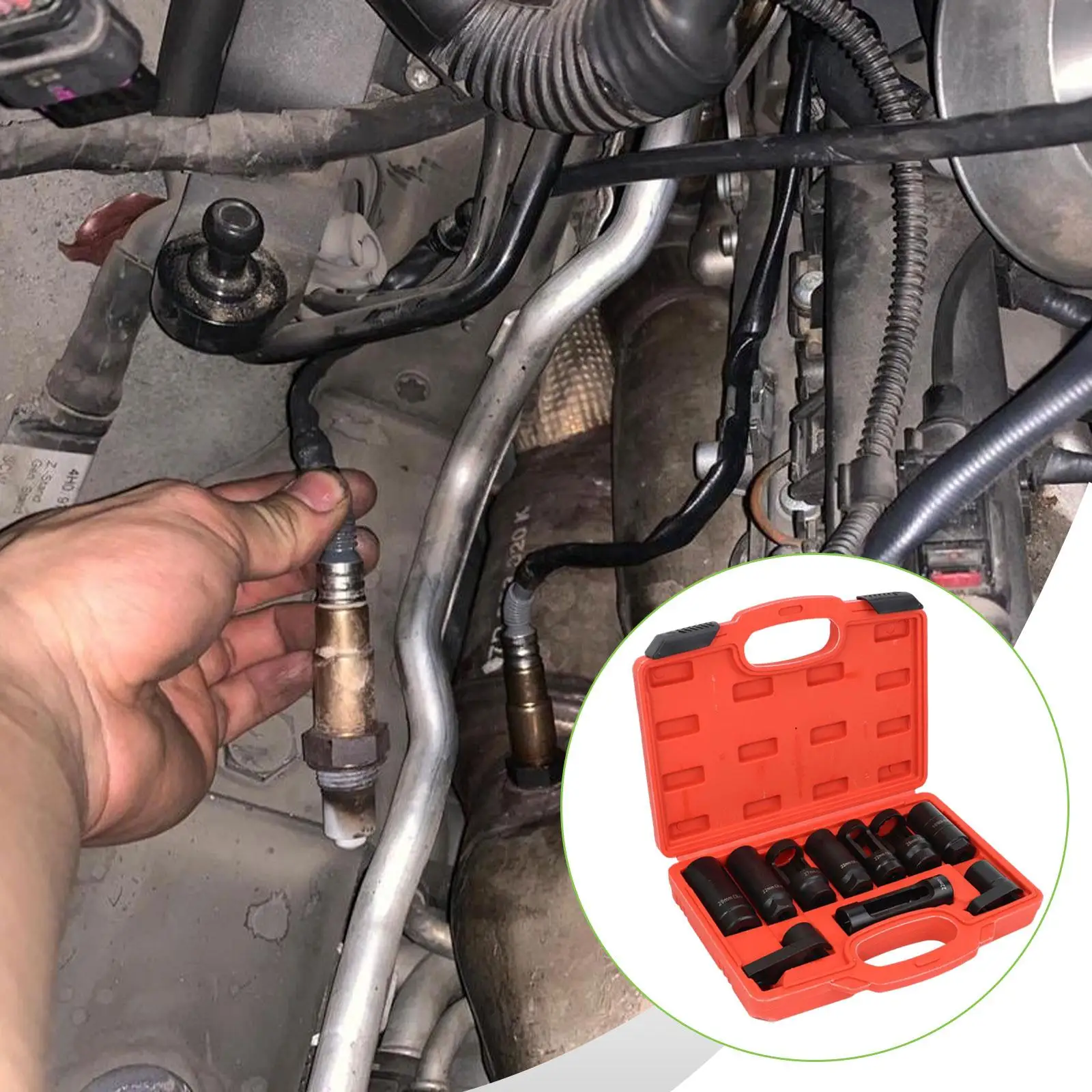 10 шт., набор торцевых ключей для датчиков кислорода, прочный, простой в использовании, практичный, аксессуар, набор инструментов для снятия, с чехлом, авторемонт
10 шт., набор торцевых ключей для датчиков кислорода, прочный, простой в использовании, практичный, аксессуар, набор инструментов для снятия, с чехлом, авторемонт