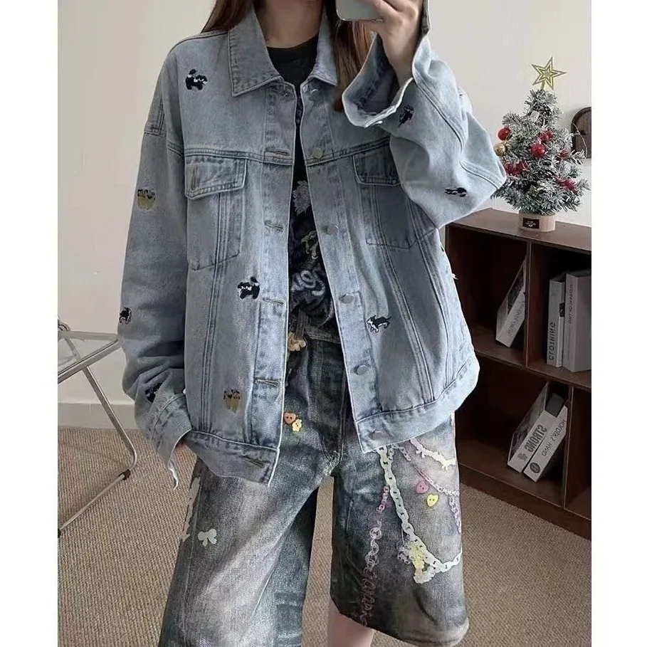 Retro Sle Men's Oversized Denim Jaet Autumn Winter Cartoon Dog Embroidery Waed Loose Fit Jaet Polyester Fiber Long Sl...
Retro Sle Men's Oversized Denim Jaet Autumn Winter Cartoon Dog Embroidery Waed Loose Fit Jaet Polyester Fiber Long Sl...