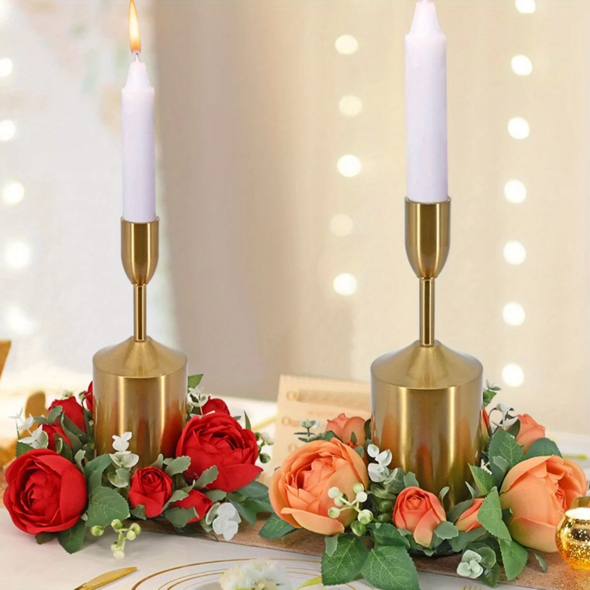 4Pcs Mini Rose Candle Rings Wreath, Valentines Day Artificial Rose Candlestick Garland Floral Bud Candle Wreath for Wedding
4Pcs Mini Rose Candle Rings Wreath, Valentines Day Artificial Rose Candlestick Garland Floral Bud Candle Wreath for Wedding