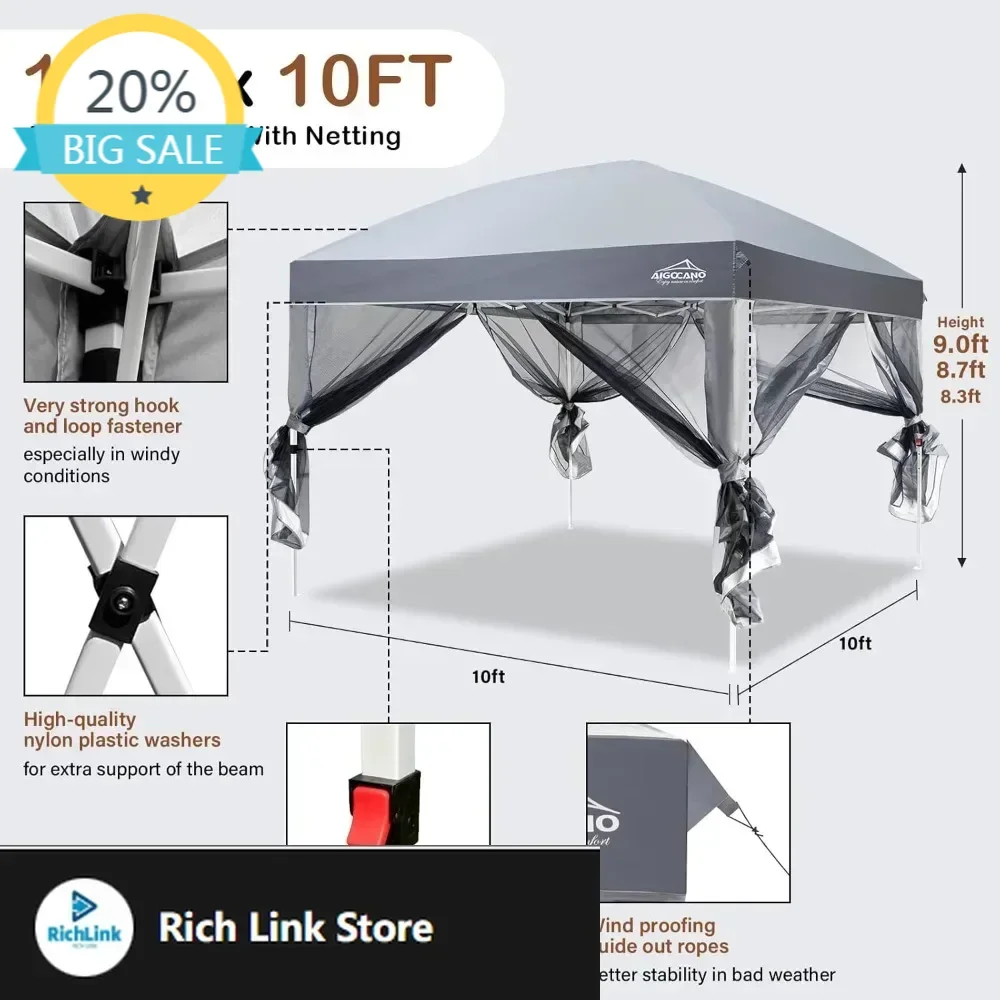 Популярная палатка-шатер с сеткой, 10x10 футов, легко устанавливаемая, для вечеринок на открытом воздухе, кемпинга, складная беседка для патио с роликами
Популярная палатка-шатер с сеткой, 10x10 футов, легко устанавливаемая, для вечеринок на открытом воздухе, кемпинга, складная беседка для патио с роликами