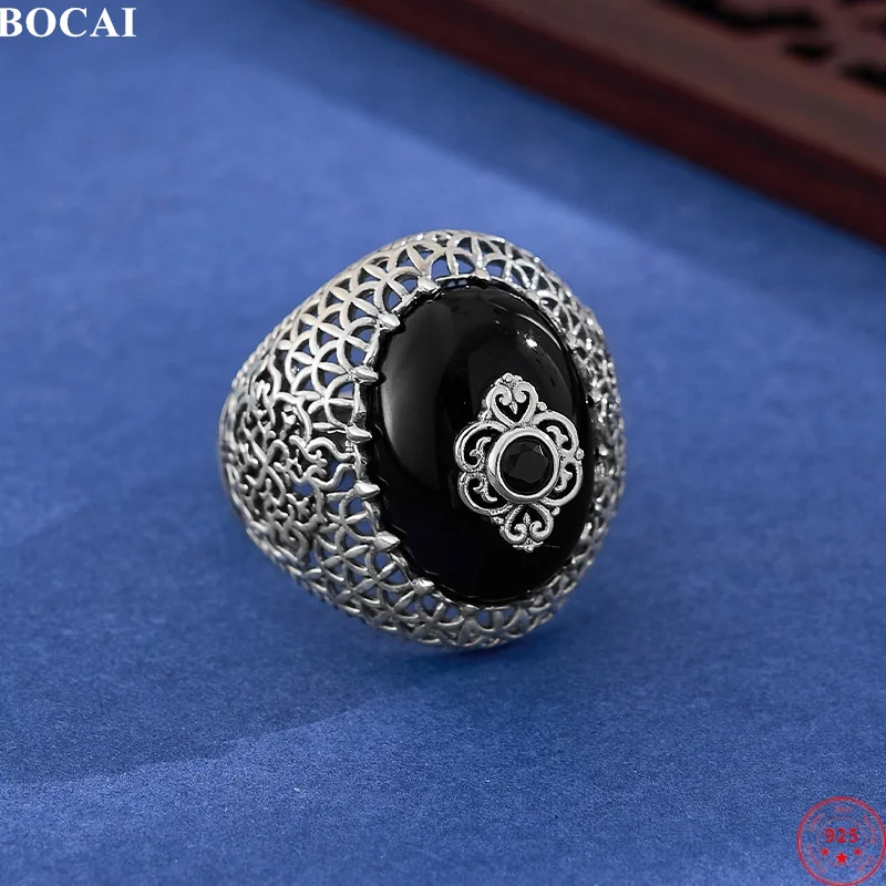 BOCAI S925 Sterling Silver Charm Rings for Men Women Retro Hollow Eternal Rattan Pattern Inlaid Agate Fashion Jewelry Wholesale
BOCAI S925 Sterling Silver Charm Rings for Men Women Retro Hollow Eternal Rattan Pattern Inlaid Agate Fashion Jewelry Wholesale
