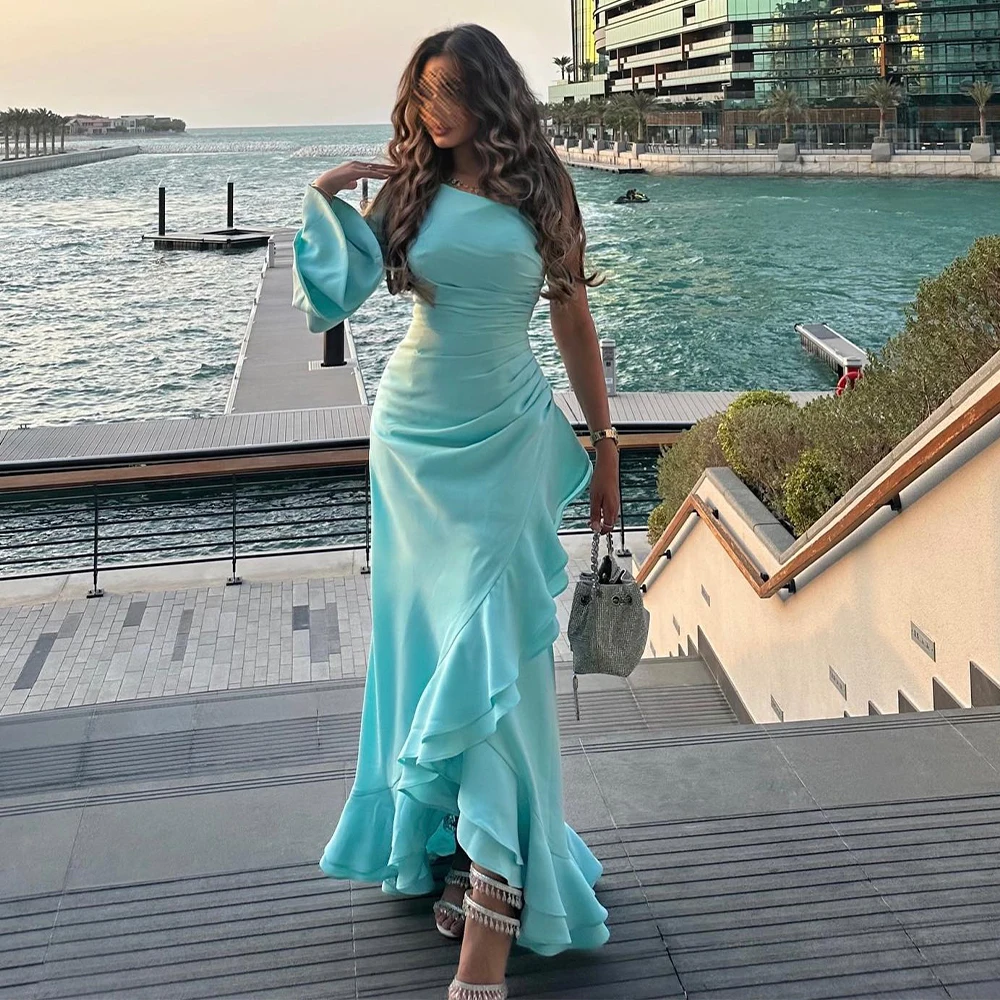Sky Blue Evening Dresses for Women 2024 One Shoulder Long Sleeve Mermaid Evening Gowns Asymmetrical Ruffle Trumpet Prom Dress
Sky Blue Evening Dresses for Women 2024 One Shoulder Long Sleeve Mermaid Evening Gowns Asymmetrical Ruffle Trumpet Prom Dress