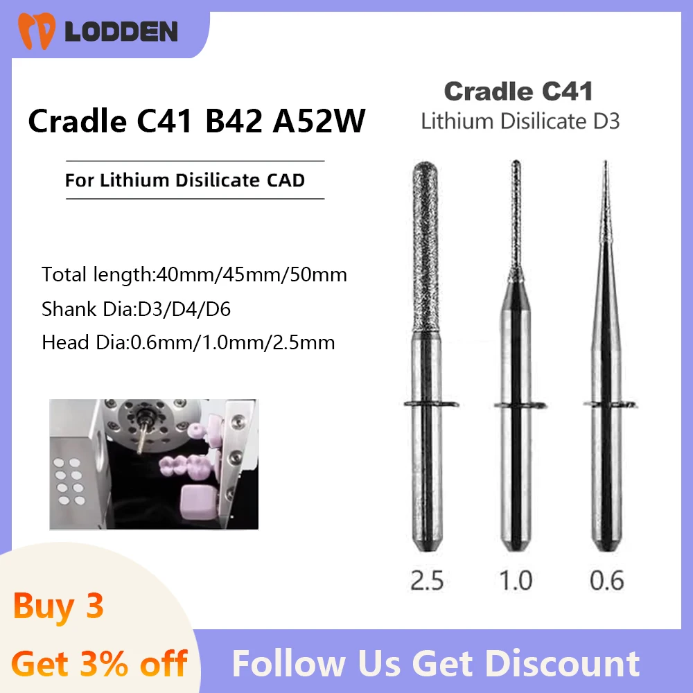Cradle Milling Burs Dental Lab C41/B42/A52W Lithium Disilicate Metal Wet Milling Machine for CAD CAM Grinding Dental Tool
Cradle Milling Burs Dental Lab C41/B42/A52W Lithium Disilicate Metal Wet Milling Machine for CAD CAM Grinding Dental Tool