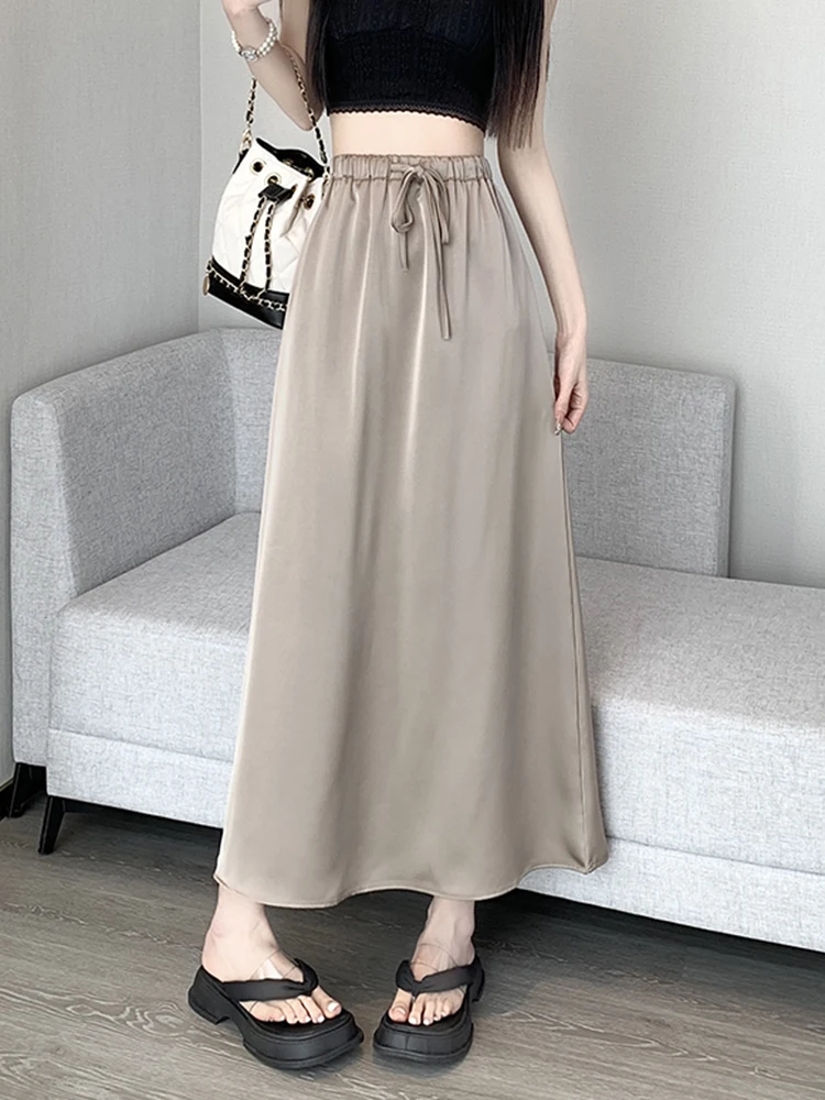 Fashion Elastic Lace Up All-match Solid Color Satin Skirts Female Clothing 2024 Summer New Loose Casual High Waist Skirts
Fashion Elastic Lace Up All-match Solid Color Satin Skirts Female Clothing 2024 Summer New Loose Casual High Waist Skirts