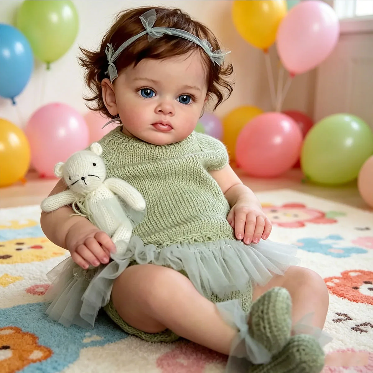 22 Inch Reborn Baby Doll Girl, Realistic Lifelike Toddler Doll with Green Outfit & Teddy Bear, Soft Silicone Vinyl Handmade Reborn Dolls, Ideal Gift for Kids & Collectors
22 Inch Reborn Baby Doll Girl, Realistic Lifelike Toddler Doll with Green Outfit & Teddy Bear, Soft Silicone Vinyl Handmade Reborn Dolls, Ideal Gift for Kids & Collectors