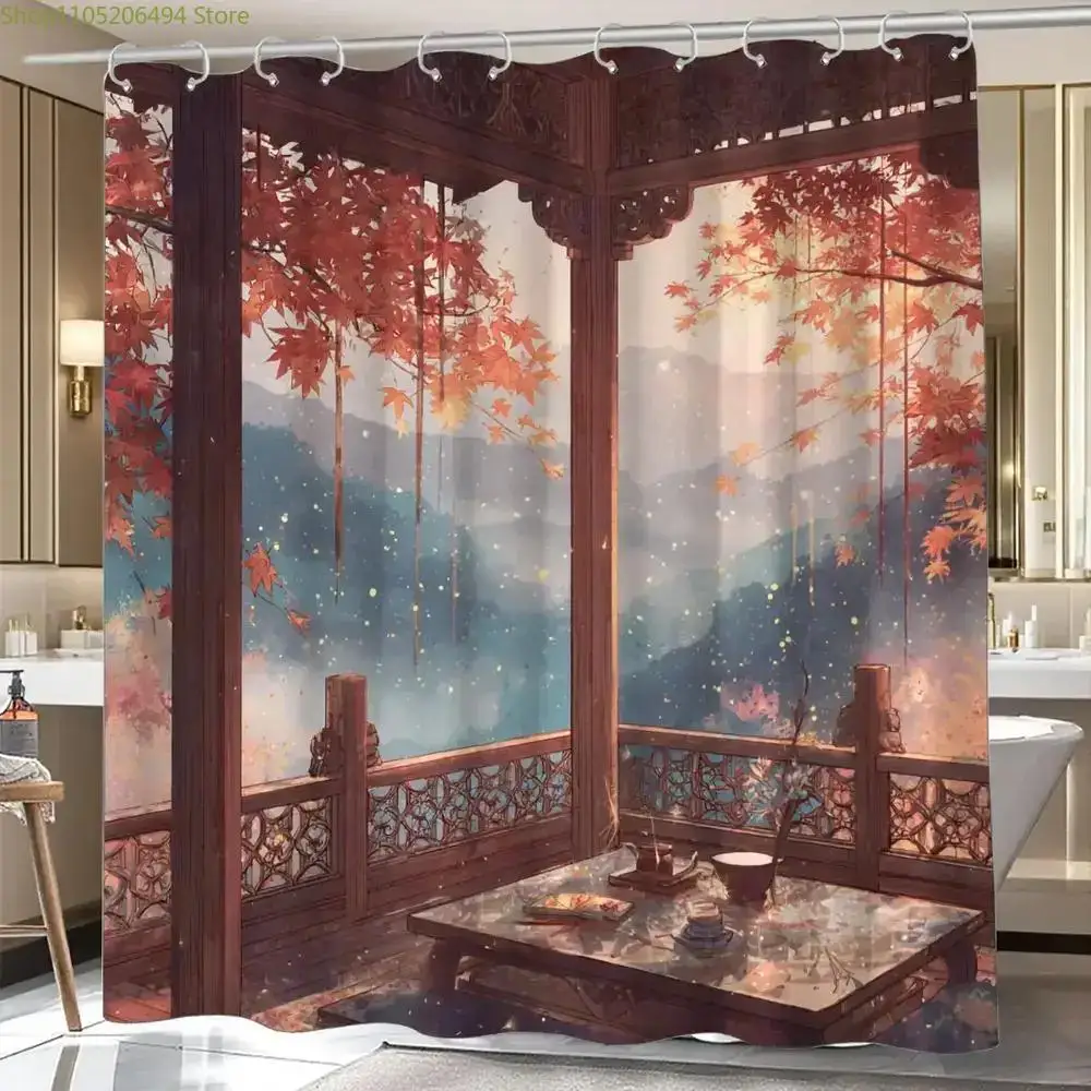 Chinese Autumn Pavilion Shower Curtain, Traditional Garden View Design, Waterproof Bath Liner for Home Decor, Cozy Bathroom Idea
Chinese Autumn Pavilion Shower Curtain, Traditional Garden View Design, Waterproof Bath Liner for Home Decor, Cozy Bathroom Idea