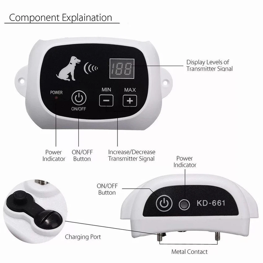 KD-661 Wireless Rechargeable Dog Fence Electric Upgraded Indoor Outdoor Pet Containment System
KD-661 Wireless Rechargeable Dog Fence Electric Upgraded Indoor Outdoor Pet Containment System
