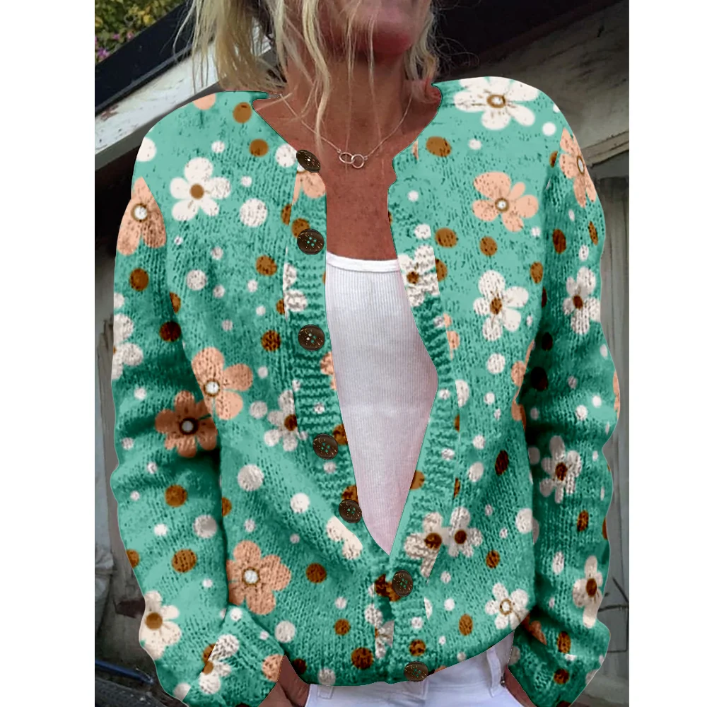 Осень-зима вязаный кардиган с цветочным принтом винтажная мода повседневный свитер уличная одежда женские свитера вязаный топ уютные джемперы модные 
Осень-зима вязаный кардиган с цветочным принтом винтажная мода повседневный свитер уличная одежда женские свитера вязаный топ уютные джемперы модные