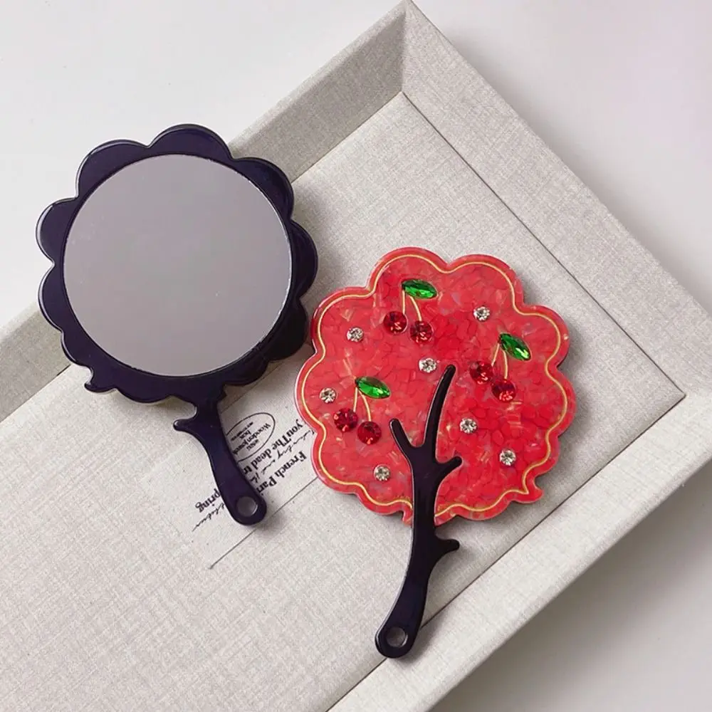 Fashion Cherry Acetate Makeup Mirror Colorful Rhinestone Tree Shape Mirror Dustproof Cartoon Handle Portable Mirror Girl
Fashion Cherry Acetate Makeup Mirror Colorful Rhinestone Tree Shape Mirror Dustproof Cartoon Handle Portable Mirror Girl