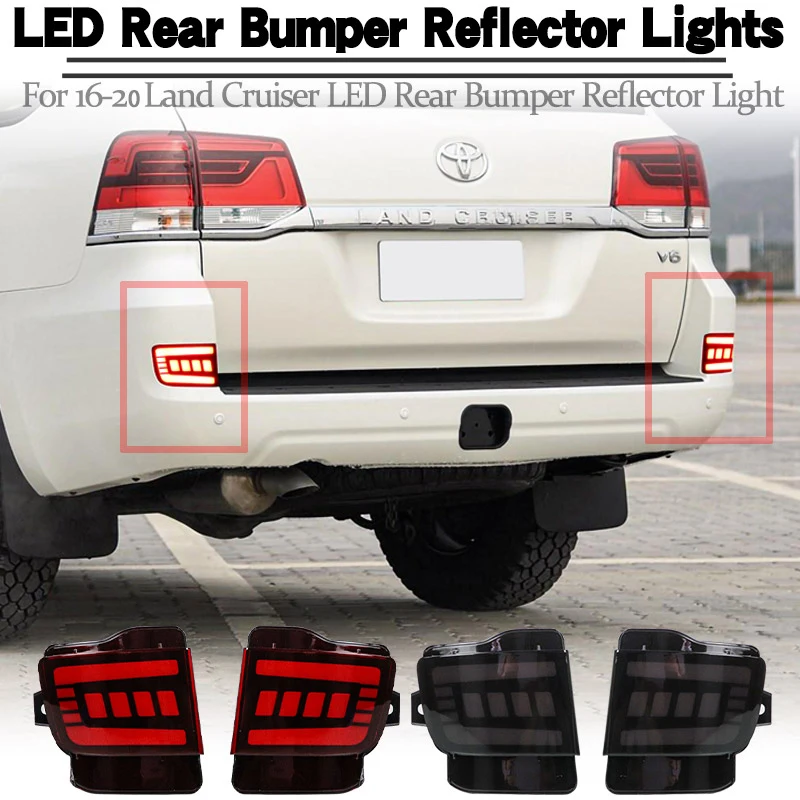For Land Cruiser 2016-2020: 2PCS High Bright LED Lamp – Rear Bumper Reflector Fog Brake Light + Dynamic Turn Signal
For Land Cruiser 2016-2020: 2PCS High Bright LED Lamp – Rear Bumper Reflector Fog Brake Light + Dynamic Turn Signal