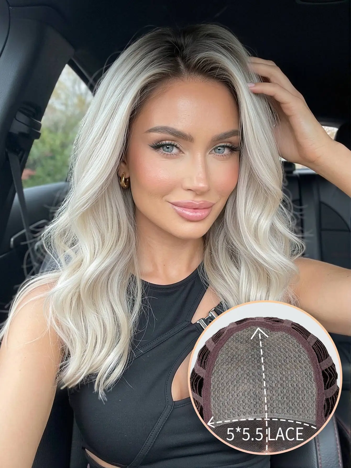 Dark Root Silver Blonde Wavy MONO Synthetic Wig 5x5.5 Hand Tied Mono Top Import High Temp Fiber Pre Cut Lace Breathable Adjustab
Dark Root Silver Blonde Wavy MONO Synthetic Wig 5x5.5 Hand Tied Mono Top Import High Temp Fiber Pre Cut Lace Breathable Adjustab