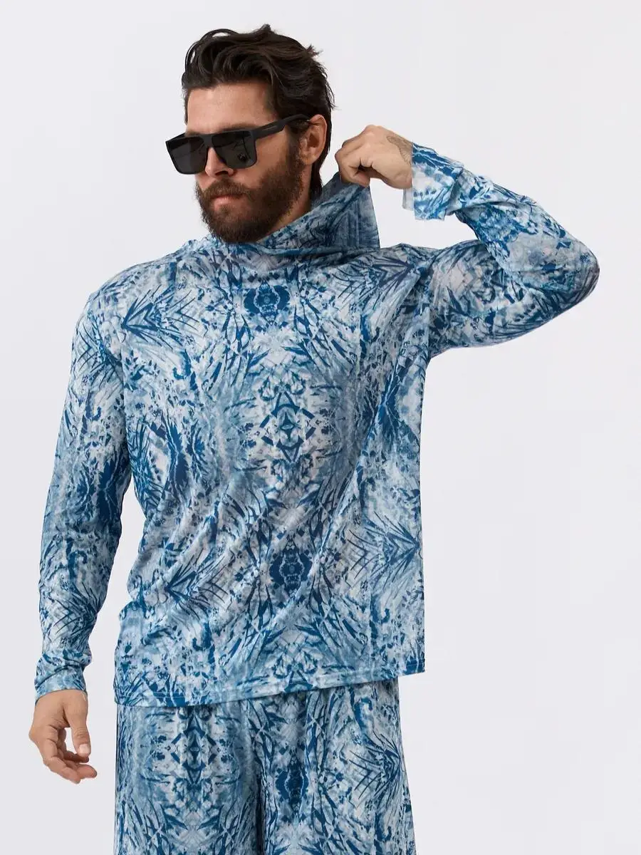 New men's camouflage hooded shirt, beach cover-up, long-sleeved top with print, two-piece set including shorts
New men's camouflage hooded shirt, beach cover-up, long-sleeved top with print, two-piece set including shorts