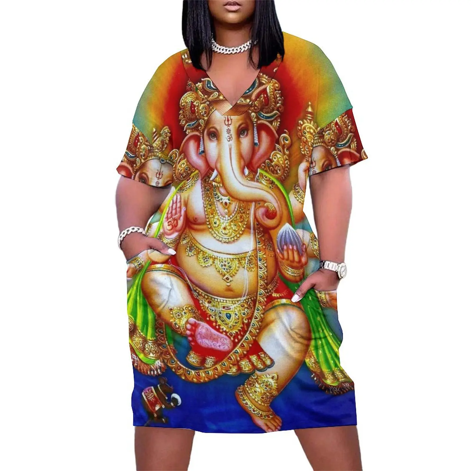 GANESHA HINDU GOD ; Vintage Deity Print Loose Pocket Dress Dress vintage summer women's dress 2025
GANESHA HINDU GOD ; Vintage Deity Print Loose Pocket Dress Dress vintage summer women's dress 2025