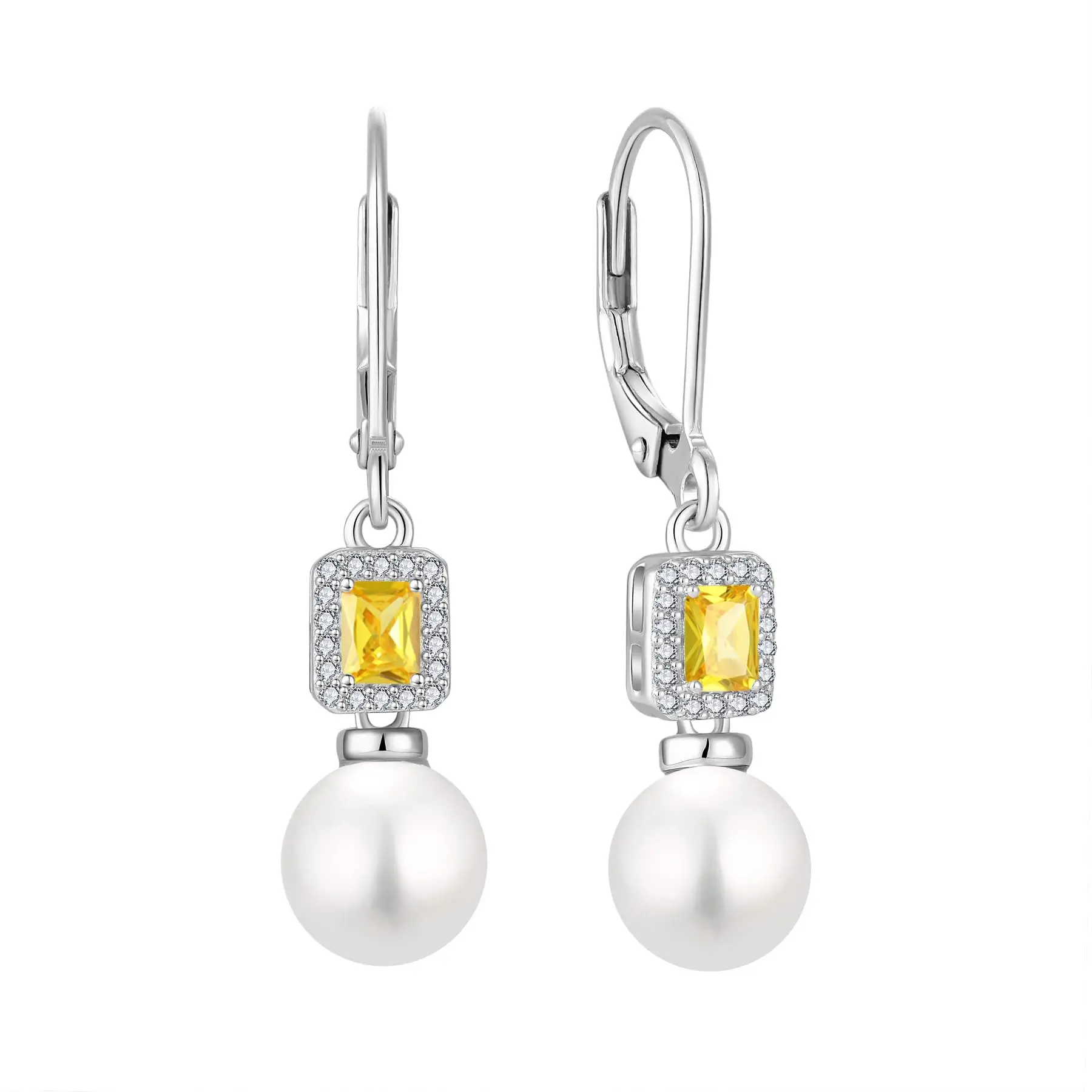 Yellow Crystal And Pearl Dangle Drop Leverback Earrings For Women
Yellow Crystal And Pearl Dangle Drop Leverback Earrings For Women