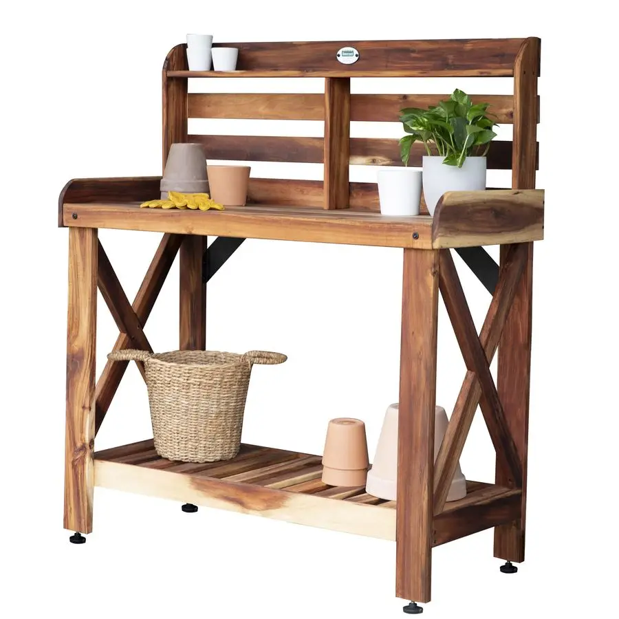 47 Acacia Wood Garden Potting Bench amp Serving Bar with Lower Storage Shelf, Leveling Feet, AllWeather Farmhouse Design for Pat
47 Acacia Wood Garden Potting Bench amp Serving Bar with Lower Storage Shelf, Leveling Feet, AllWeather Farmhouse Design for Pat