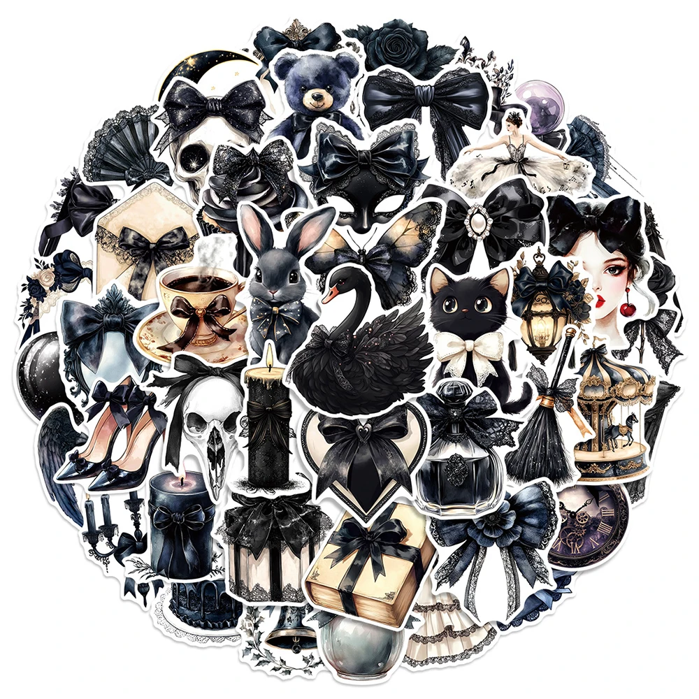 10/30/50pcs Gothic Lace Series Black Bow Cartoon Stickers Aesthetic Decals DIY Scrapbook Guitar Bike Graffiti Waterproof Sticker
10/30/50pcs Gothic Lace Series Black Bow Cartoon Stickers Aesthetic Decals DIY Scrapbook Guitar Bike Graffiti Waterproof Sticker