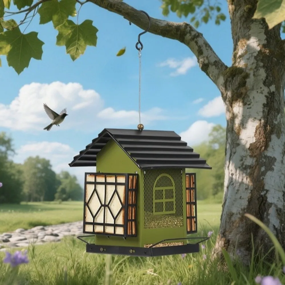 Large Capacity Hanging Bird Feeder Weatherproof Rustproof Metal Bird Feeder Squirrel Proof House Shape Bird Rest Platform Garden
Large Capacity Hanging Bird Feeder Weatherproof Rustproof Metal Bird Feeder Squirrel Proof House Shape Bird Rest Platform Garden