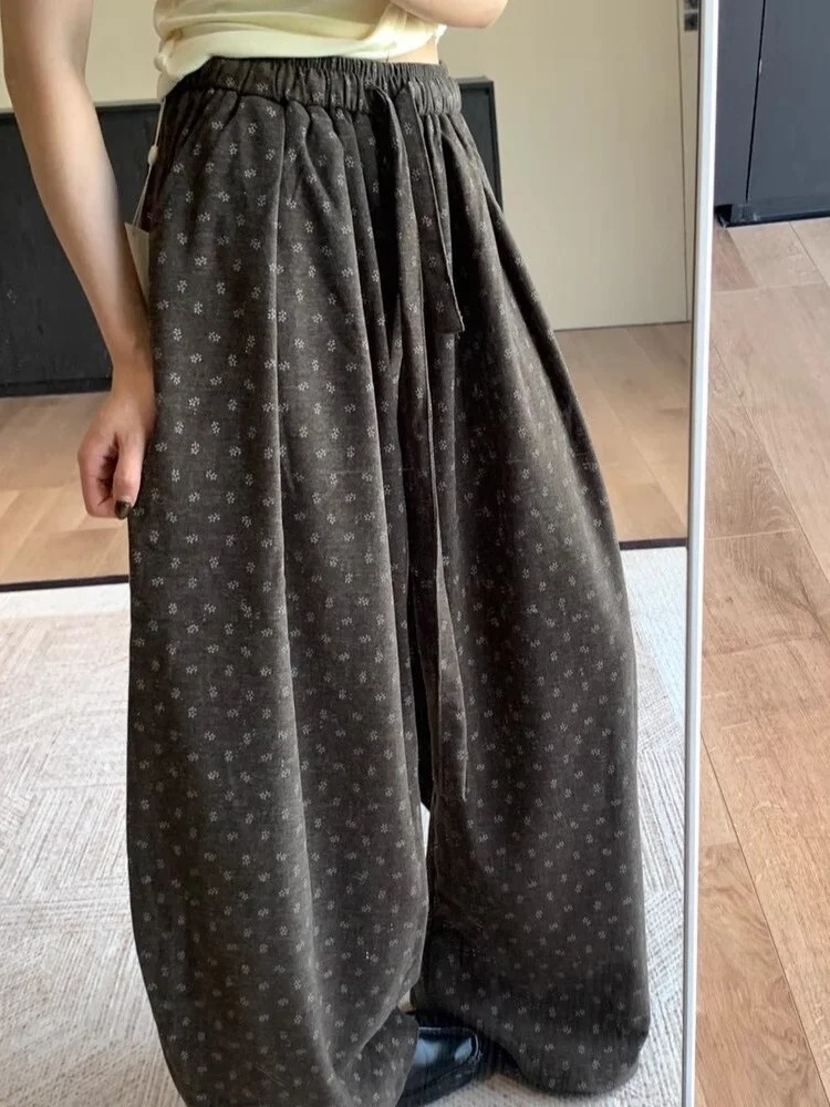 Loose Wide Leg Casual Pants Women's Floral Print Versatile High Waist Elastic Waist Simple Sle Autumn Winter New Arrival
Loose Wide Leg Casual Pants Women's Floral Print Versatile High Waist Elastic Waist Simple Sle Autumn Winter New Arrival