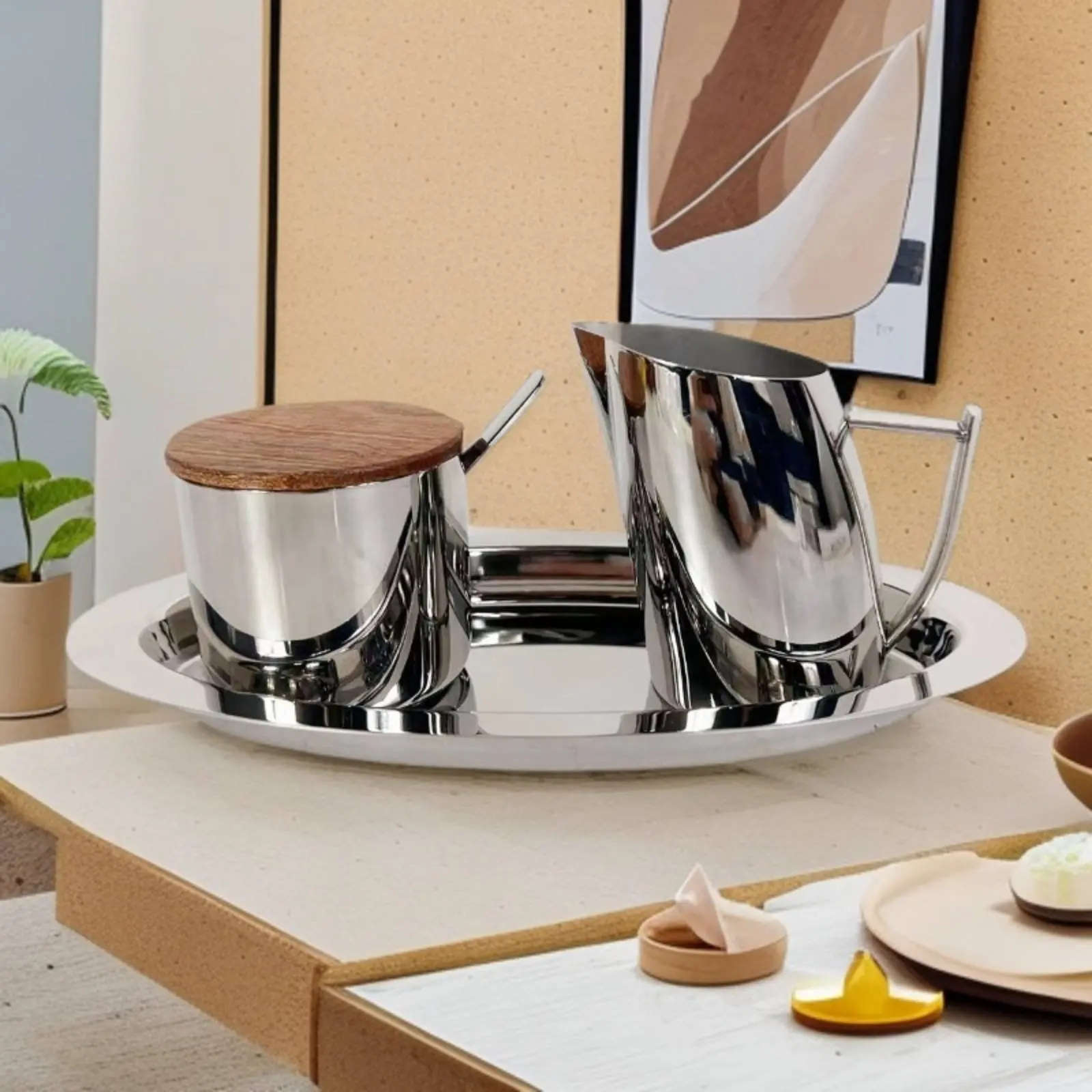 3 Pieces Sweetener Bowl Milk Pitcher Set with Tray Modern Coffee Condiment Server for Restaurant
3 Pieces Sweetener Bowl Milk Pitcher Set with Tray Modern Coffee Condiment Server for Restaurant