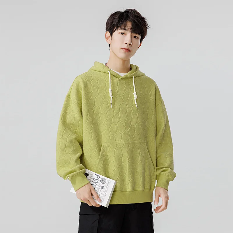 Hooded Men's Casual Sweatshirt Autumn Winter Korean Style Solid Color Personality Jacquard Pullover Loose All-match O-Neck Tops
Hooded Men's Casual Sweatshirt Autumn Winter Korean Style Solid Color Personality Jacquard Pullover Loose All-match O-Neck Tops