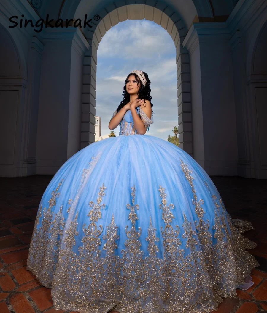 Shining Blue Quinceanera Dresses 2024 Bead Crystal Appliques Ball Gown Sweet 16 Dress Birthday Party Formal Wear Dress
Shining Blue Quinceanera Dresses 2024 Bead Crystal Appliques Ball Gown Sweet 16 Dress Birthday Party Formal Wear Dress