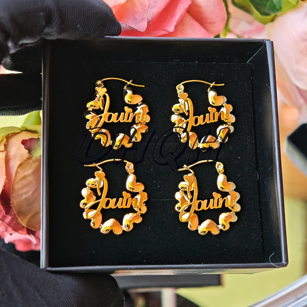 22mm Custom Name Heart Hoop Earrings Stainless Steel Gold Personalized Love Circle Nameplate Earrings Custom Letter Gift For Her
22mm Custom Name Heart Hoop Earrings Stainless Steel Gold Personalized Love Circle Nameplate Earrings Custom Letter Gift For Her