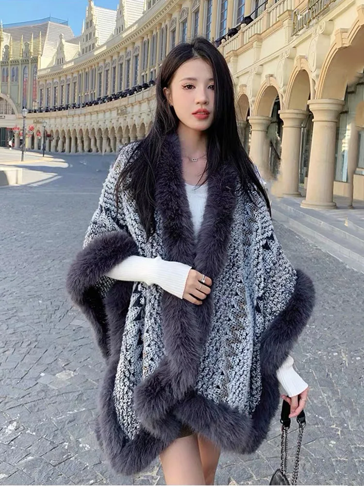 Fashion Crochet Weave Faux Fox Fur Cape Coat Women Autumn Winter Wraps Cloak Party Travel
Fashion Crochet Weave Faux Fox Fur Cape Coat Women Autumn Winter Wraps Cloak Party Travel