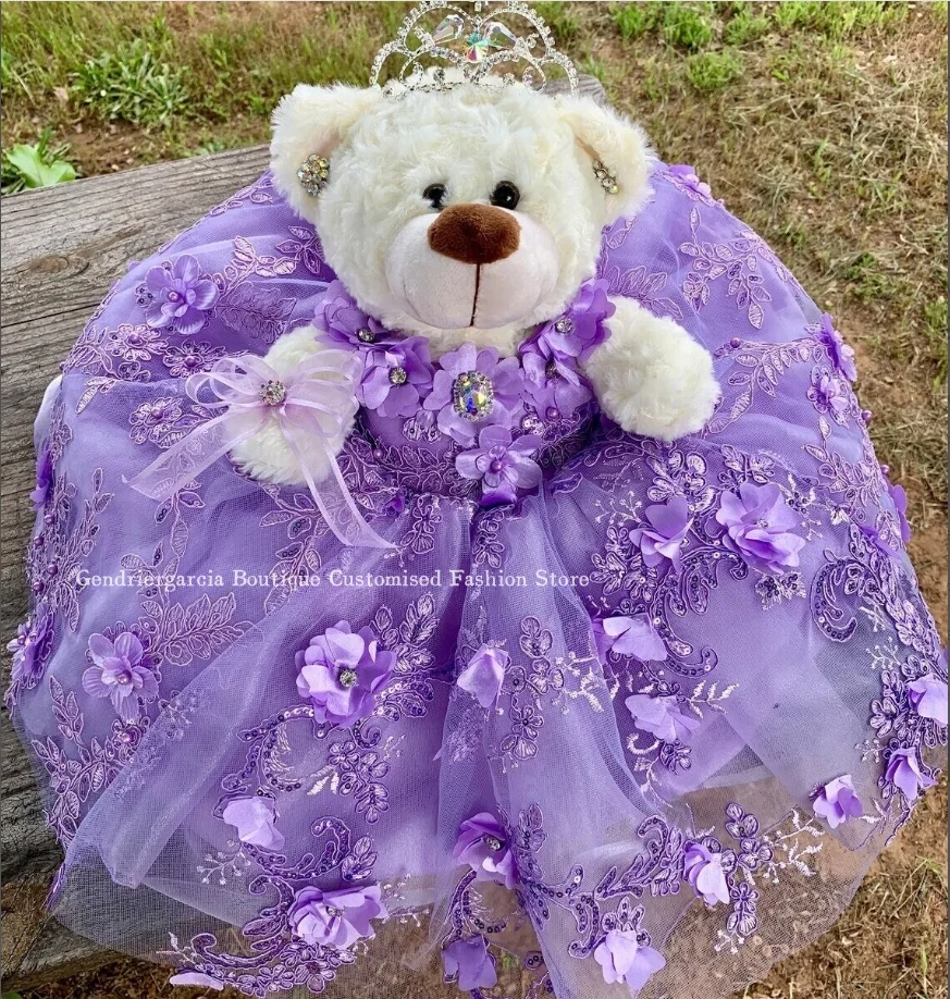 Purple Luxury Mini Quinceanera Teddy Bear Gowns 2025 Mexican 3D Floral Applique Tulle Prom Dresses Quinceanera Customised
Purple Luxury Mini Quinceanera Teddy Bear Gowns 2025 Mexican 3D Floral Applique Tulle Prom Dresses Quinceanera Customised