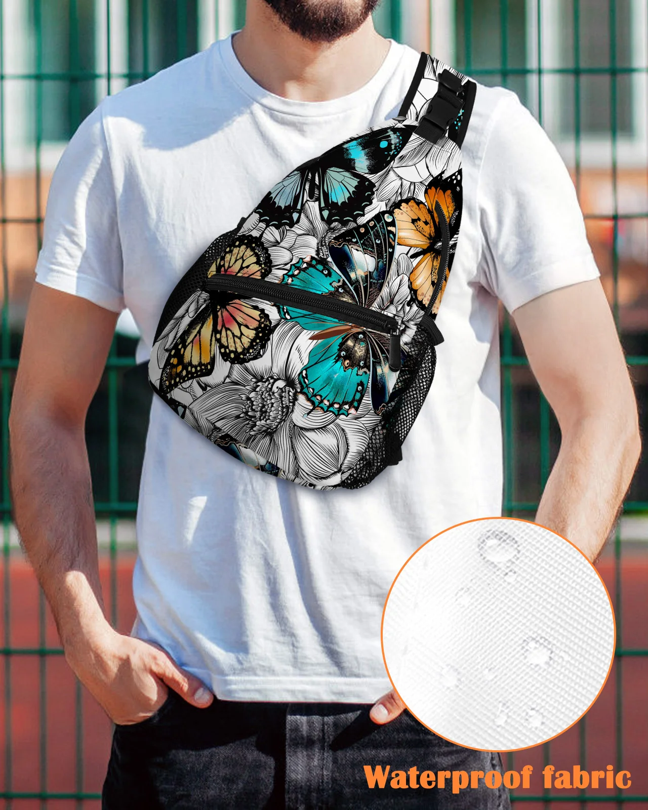 Flower Colorful Butterfly Chest Bag for Men Casual Sports Shoulder Bag Women's Travel Waterproof Messenger Bag
Flower Colorful Butterfly Chest Bag for Men Casual Sports Shoulder Bag Women's Travel Waterproof Messenger Bag