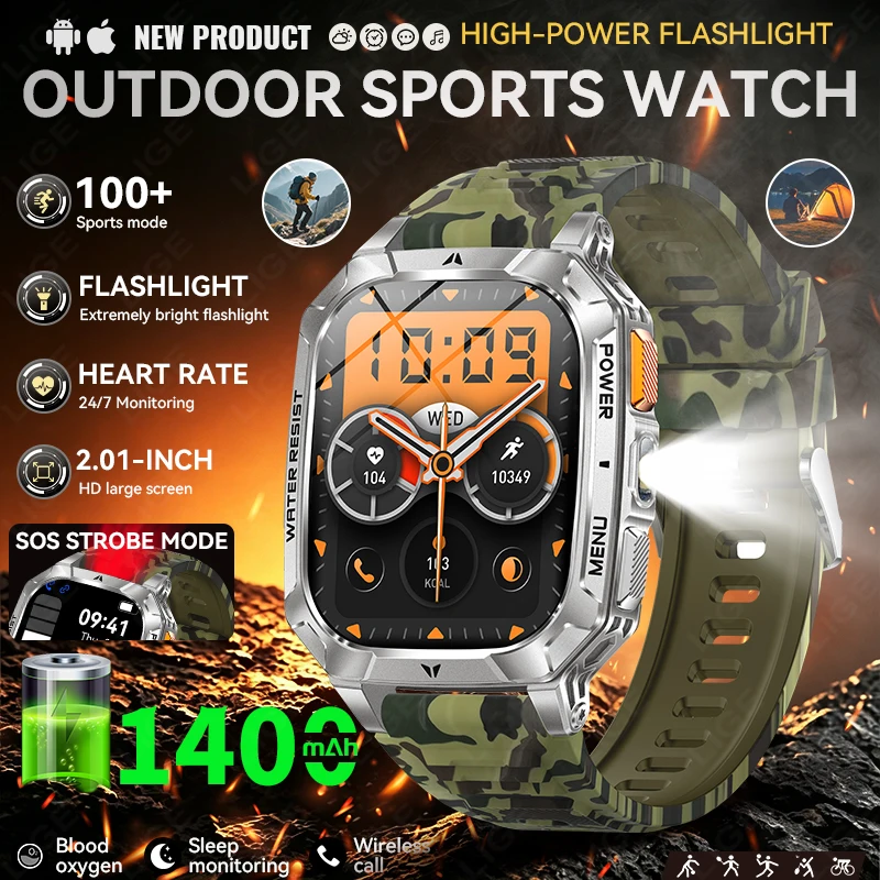 LIGE 2026 Men Smart Watches 1400mAh Huge Battery Outdoor LED Flashlight Waterproof Bluetooth Call SOS Sports Fitness Smartwatch
LIGE 2026 Men Smart Watches 1400mAh Huge Battery Outdoor LED Flashlight Waterproof Bluetooth Call SOS Sports Fitness Smartwatch