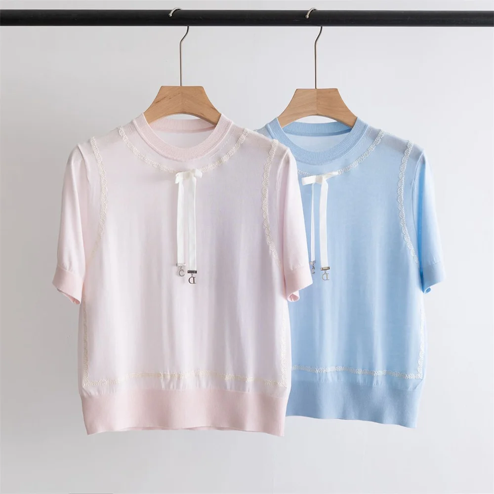 26 Summer Crew Neck Soft Short-Sleeved Versatile Elegant Lace Knit Top for Women
26 Summer Crew Neck Soft Short-Sleeved Versatile Elegant Lace Knit Top for Women