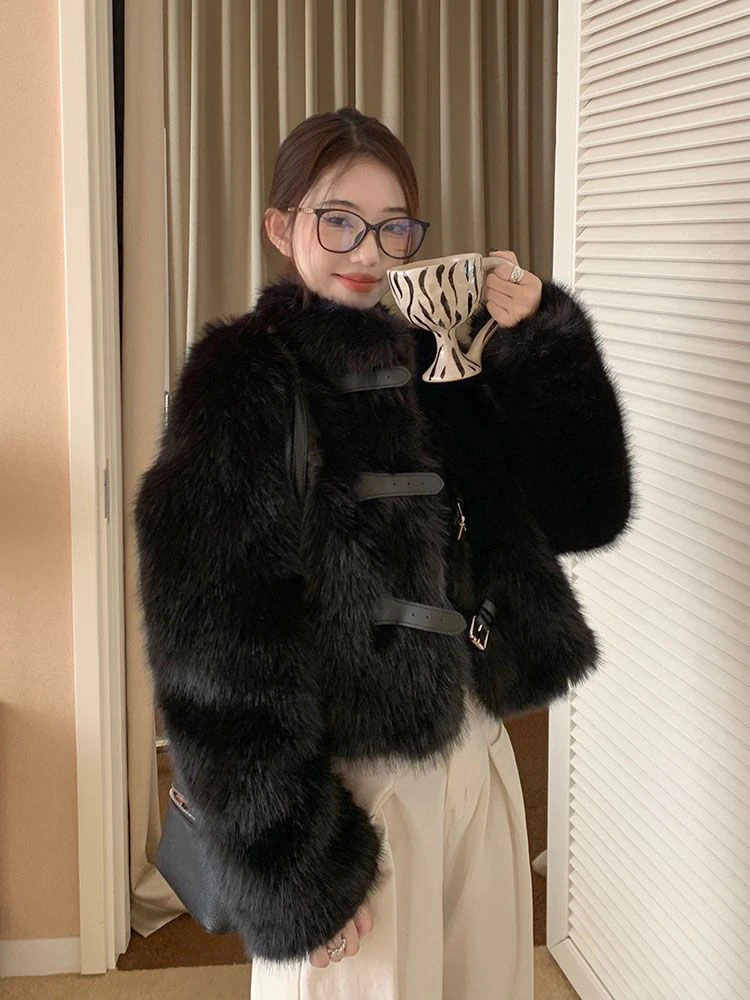 Black Faux Fox Fur Jacket for Women Y2K Korean Elegant Stand Collar Furry Jacket Winter Thick Warm Streetwear Casual Outwear New
Black Faux Fox Fur Jacket for Women Y2K Korean Elegant Stand Collar Furry Jacket Winter Thick Warm Streetwear Casual Outwear New