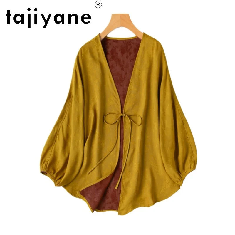 TAJIYANE 100% Mulberry Silk Blouse Vintage Yellow Blouses Woman Lantern Sleeve Summer Silk Cardigan Ladies Clothes 2025 Camisas
TAJIYANE 100% Mulberry Silk Blouse Vintage Yellow Blouses Woman Lantern Sleeve Summer Silk Cardigan Ladies Clothes 2025 Camisas