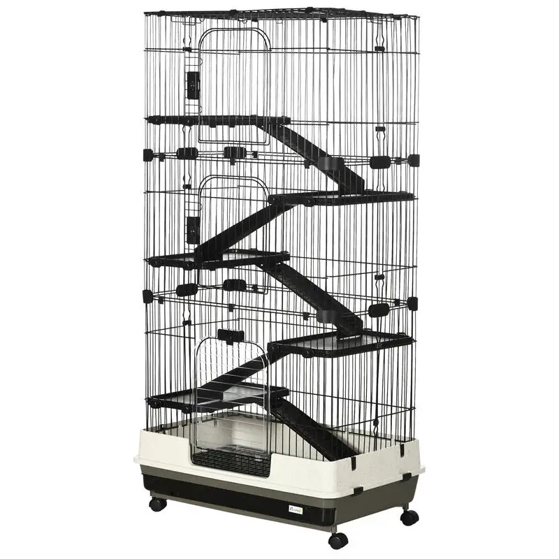 Pawhut 5-Level Enclosed Rabbit Cage with 3 Doors, 5 Ramps, Removable Tray, Wheels, 81 X 52.5 X 159 Cm, Black and Gray
Pawhut 5-Level Enclosed Rabbit Cage with 3 Doors, 5 Ramps, Removable Tray, Wheels, 81 X 52.5 X 159 Cm, Black and Gray