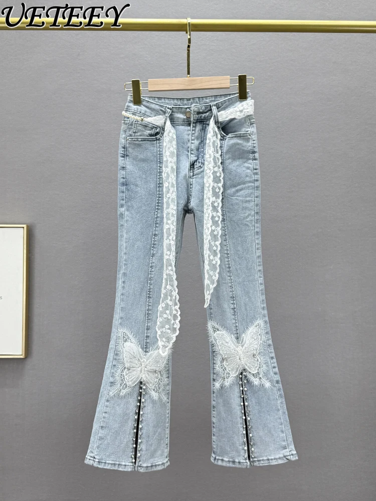 Street Split Denim Micro-pull Pants Women Summer 2025 New High-waisted Slim-fitting Beaded Diamond Jeans Blue Denim Trousers
Street Split Denim Micro-pull Pants Women Summer 2025 New High-waisted Slim-fitting Beaded Diamond Jeans Blue Denim Trousers