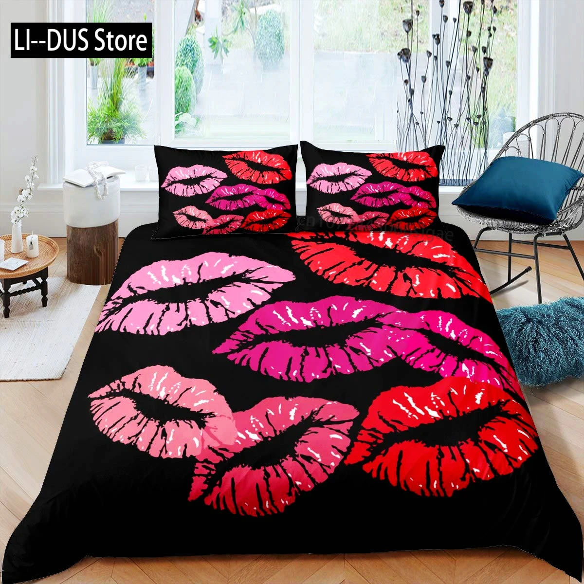 3PCS Lips Bedding Set, Duvet Cover Black Duvet Cover, Comforter Cover, Quilt Cover, Bedroom Decor, 2 Pillow Shams Full Size
3PCS Lips Bedding Set, Duvet Cover Black Duvet Cover, Comforter Cover, Quilt Cover, Bedroom Decor, 2 Pillow Shams Full Size