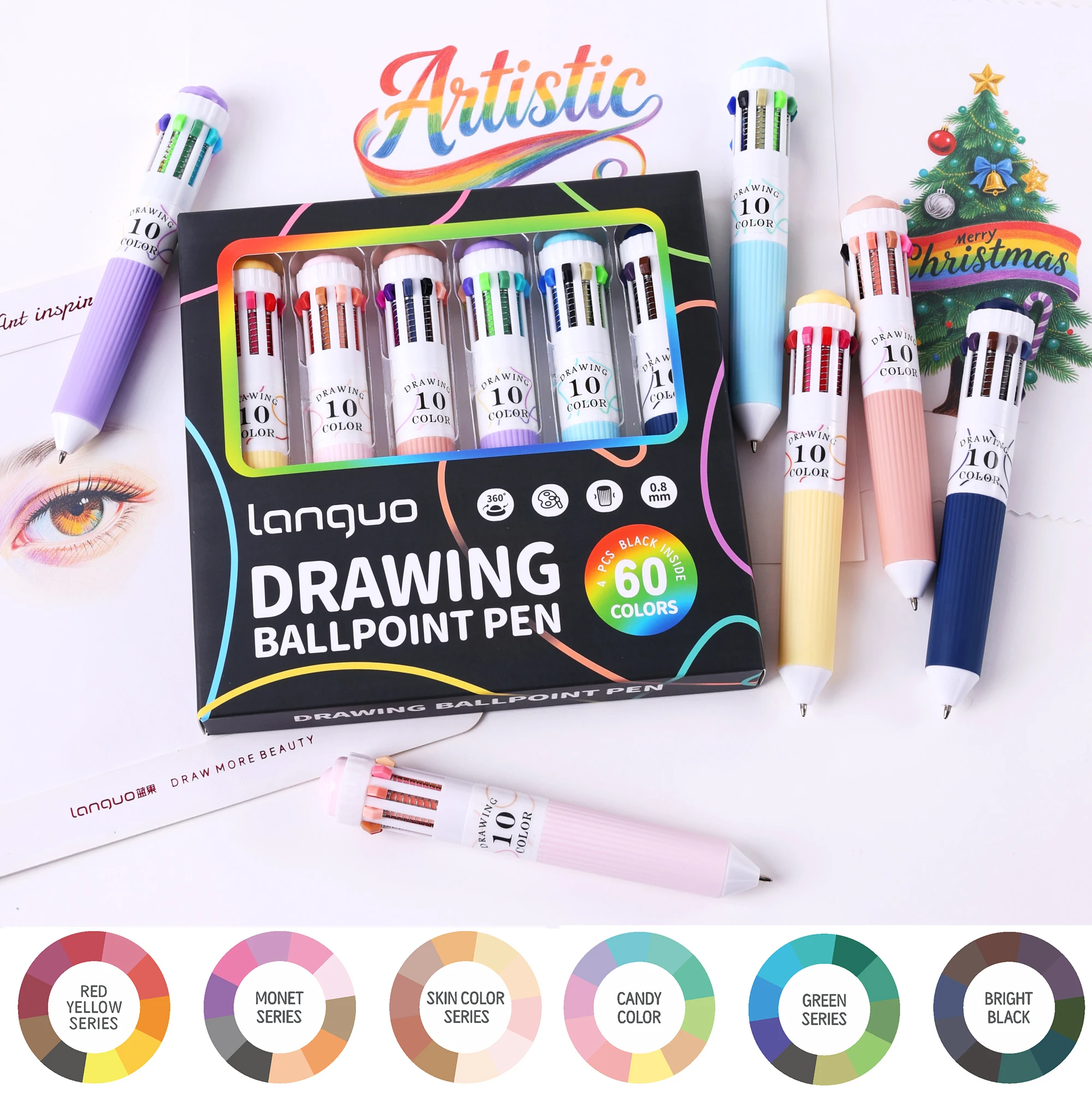 120/60 Color Drawing Ballpoint Pen 0.8mm 10-in-1 Pure Copper Cutting Tip High Hardness Tungsten Carbide Ball Tpr Soft Sleeve 360 ° Rotating Fun Stress-Relief Rollerball for Drawing, Writing, Marking, Diy...
120/60 Color Drawing Ballpoint Pen 0.8mm 10-in-1 Pure Copper Cutting Tip High Hardness Tungsten Carbide Ball Tpr Soft Sleeve 360 ° Rotating Fun Stress-Relief Rollerball for Drawing, Writing, Marking, Diy...