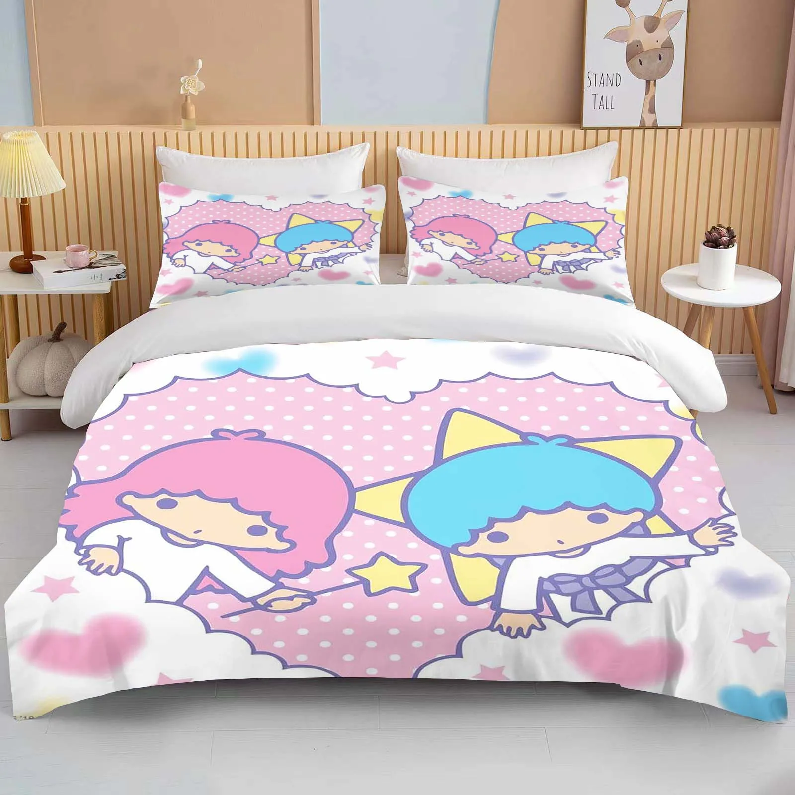 10 Sizes Sanrio Little Twin Stars Printed Warm Soft Quilt Cover Pillowcase Bedding Set Kids Adult Comfortable Bed Set Twin King
10 Sizes Sanrio Little Twin Stars Printed Warm Soft Quilt Cover Pillowcase Bedding Set Kids Adult Comfortable Bed Set Twin King
