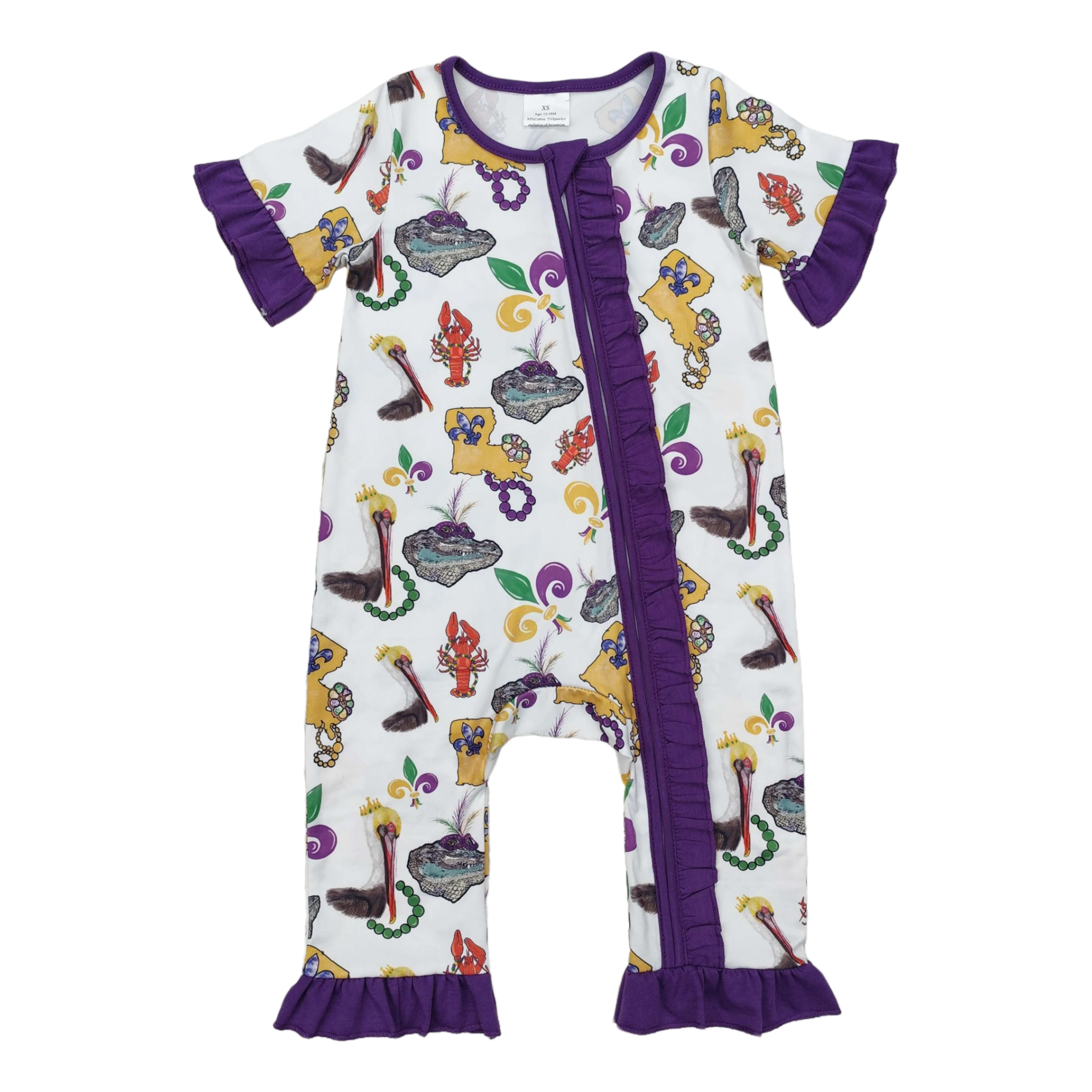 Wholesale Baby Girl Mardi Gras Romper Kid Bodysuit Toddler Newborn Ruffle Zipper Jumpsuit Children Short Sleeves Bubble Clothing
Wholesale Baby Girl Mardi Gras Romper Kid Bodysuit Toddler Newborn Ruffle Zipper Jumpsuit Children Short Sleeves Bubble Clothing