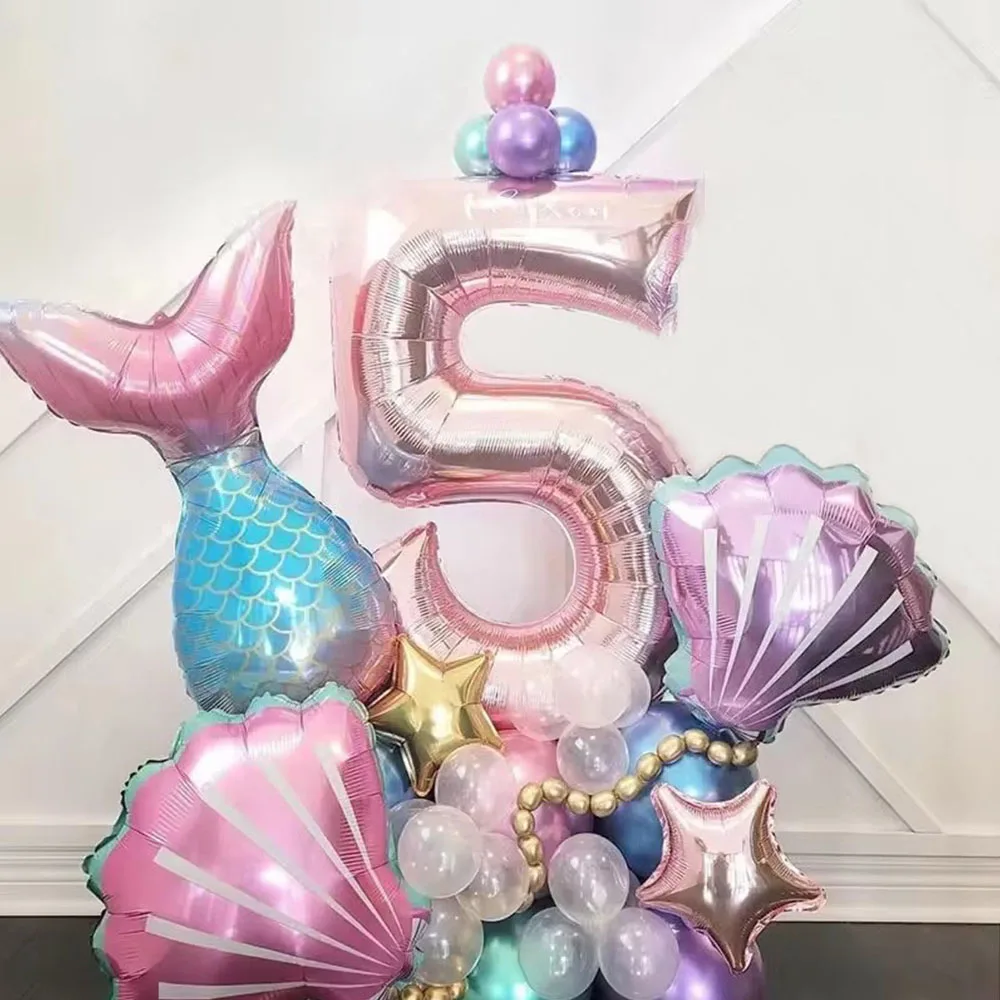 Little Mermaid Theme Party 1-9 Number Foil Balloon Set with Mermaid Tail Balloons Kids Birthday Party Decoration Supplies
Little Mermaid Theme Party 1-9 Number Foil Balloon Set with Mermaid Tail Balloons Kids Birthday Party Decoration Supplies