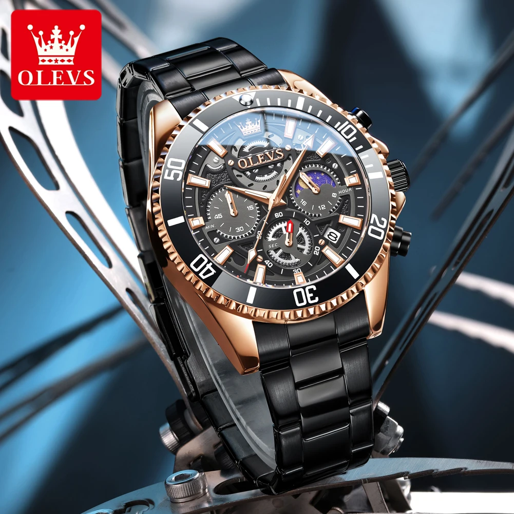 OLEVS Brand Luxury Quartz Wristwatch for Man 2990 New Stainless Steel Moon Phase Chronograph HD Luminous Waterproof Men's Watch
OLEVS Brand Luxury Quartz Wristwatch for Man 2990 New Stainless Steel Moon Phase Chronograph HD Luminous Waterproof Men's Watch
