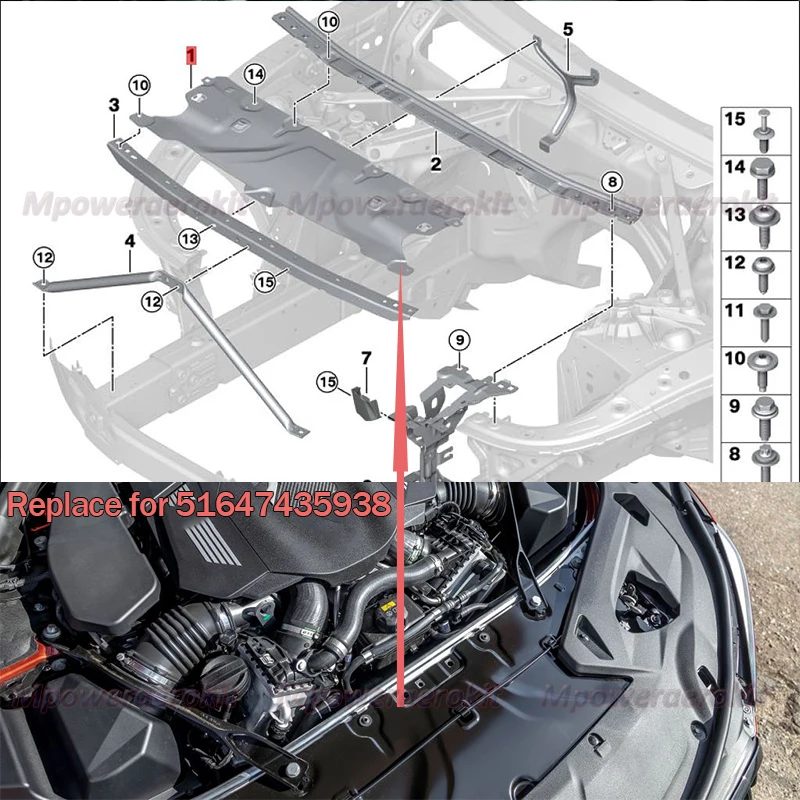 Water tank cover plate For BMW G30 G31 G14 G15 G16 530i 540i 840i 2017 2018 2019 2020 2021 2022 Front Crosslink Radiator Support
Water tank cover plate For BMW G30 G31 G14 G15 G16 530i 540i 840i 2017 2018 2019 2020 2021 2022 Front Crosslink Radiator Support