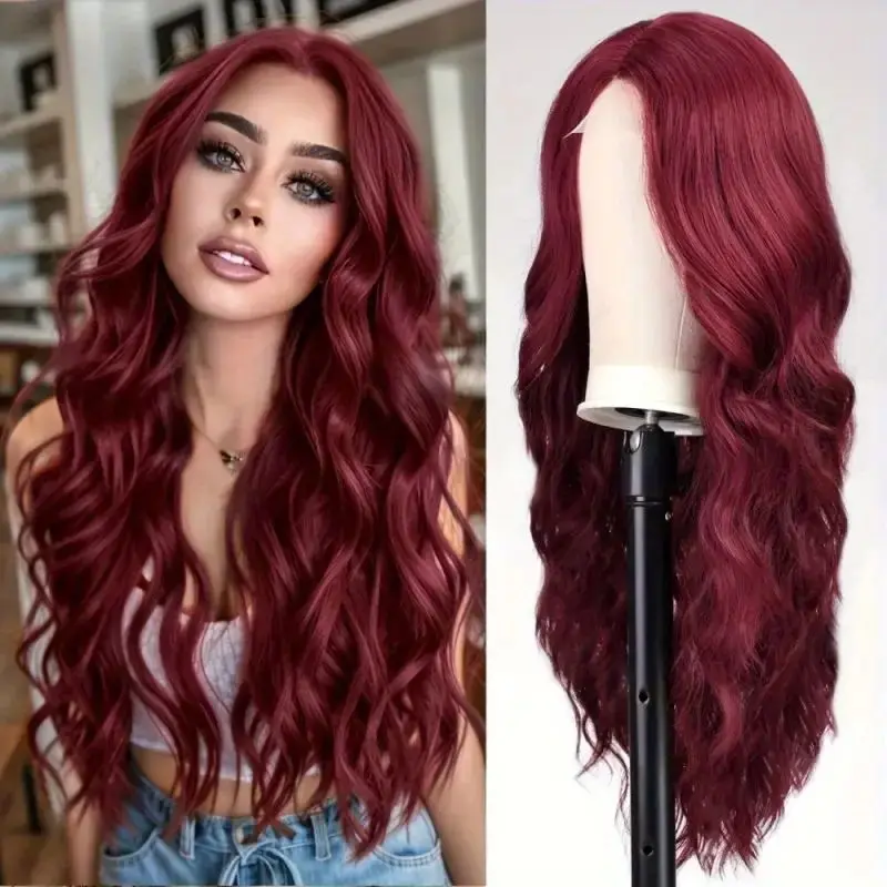 Wine-Red Synthetic Wig With Long Curly Hair, Smooth And Fluffy, Natural-Looking, Lightweight And Breathable Full Head Wig
Wine-Red Synthetic Wig With Long Curly Hair, Smooth And Fluffy, Natural-Looking, Lightweight And Breathable Full Head Wig