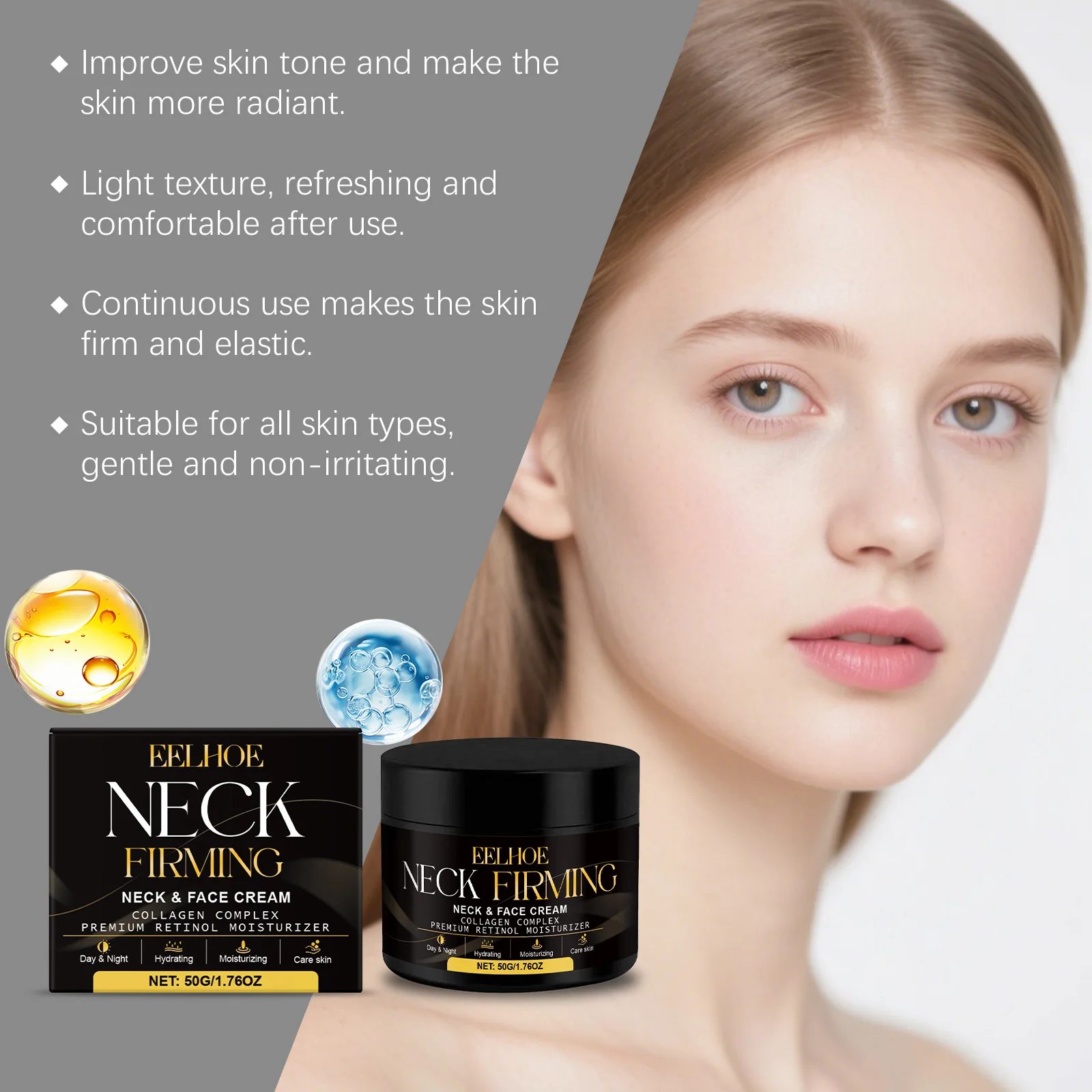 Retinol Neck Cream Tightening Lifting Lightens Neck Wrinkles Improve Dullness Brighten Skin Deeply Moisturizing Face Cream 50g
Retinol Neck Cream Tightening Lifting Lightens Neck Wrinkles Improve Dullness Brighten Skin Deeply Moisturizing Face Cream 50g