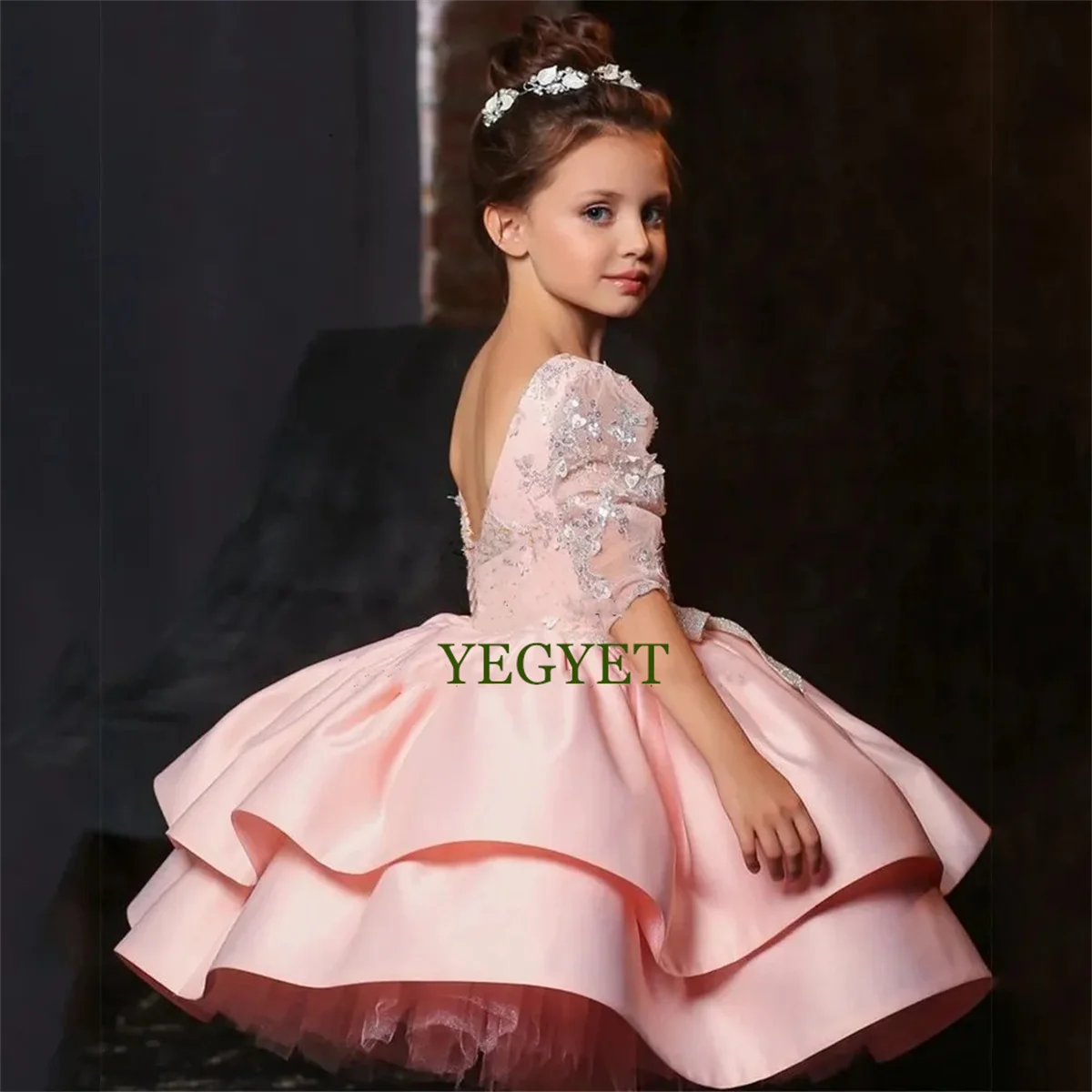 Cute Pink Flower Girl Dress For Wedding Applique Sequins Half Sleeve With Bow Child's First Eucharistic Birthday Party Dresses
Cute Pink Flower Girl Dress For Wedding Applique Sequins Half Sleeve With Bow Child's First Eucharistic Birthday Party Dresses