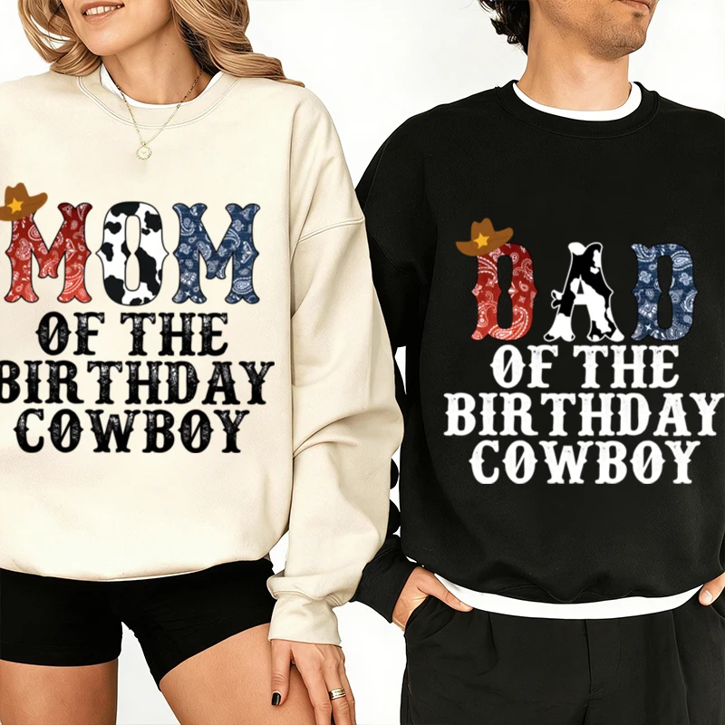 Vintage Mama Papa Couple Matching Clothing "Mom/Dad of The Birthday Cowbooy" Long Sleeve Pullover Crewneck Women Men Sweatshirts
Vintage Mama Papa Couple Matching Clothing "Mom/Dad of The Birthday Cowbooy" Long Sleeve Pullover Crewneck Women Men Sweatshirts