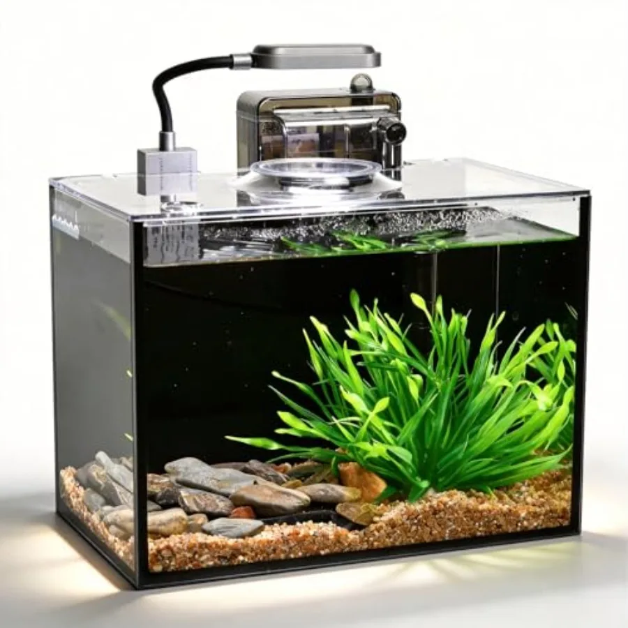 Betta Fish Tank Small Aquarium Kit Glass Small Fish Tank Betta Fish Tank with a lid and Light and Filter Small Transparent Glas
Betta Fish Tank Small Aquarium Kit Glass Small Fish Tank Betta Fish Tank with a lid and Light and Filter Small Transparent Glas