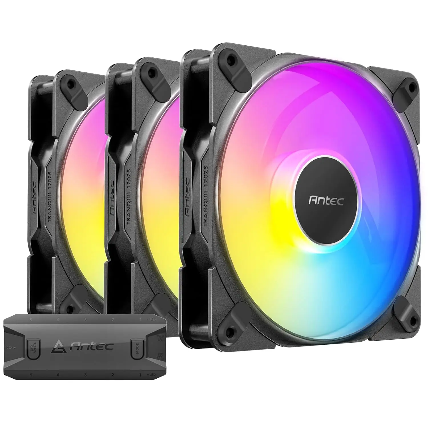 120mm ARGB Case Fans 3-Pack, 2000 RPM, PWM, Black, High Airflow, Quiet Cooling
120mm ARGB Case Fans 3-Pack, 2000 RPM, PWM, Black, High Airflow, Quiet Cooling