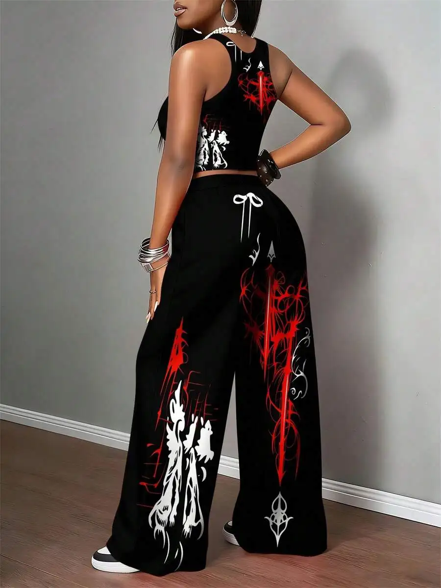 Plus Size Womens Gothic Cross Angel Print Vest And Loose Drawstring Pants Two Piece Set
Plus Size Womens Gothic Cross Angel Print Vest And Loose Drawstring Pants Two Piece Set